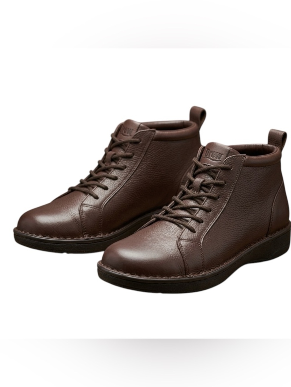 DREW Men’s Therapeutic Comfort Brown Leather Ankle Boots Size 11 Wide New